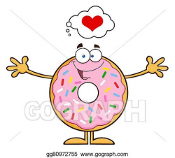 Vector Clipart - Funny donut cartoon character . Vector ...
