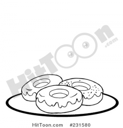 Donut Clipart #231580: Coloring Page Outline of a Plate of ...