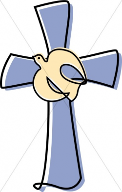 Lavendar Cross with a Dove Clipart | Cross Clipart