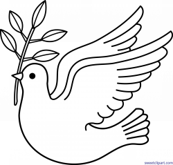 Peace Dove Lineart Clip Art - Sweet Clip Art