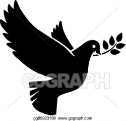 Vector Art - Flying dove with olive twig icon. Clipart ...
