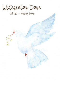 Watercolor Dove - Clip Art - Clipart - Nursery Decor - Digital