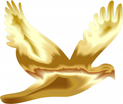 Clipart - Gold Flying Dove Silhouette No Background
