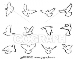 Vector Clipart - Shape of pigeons and doves. Vector ...