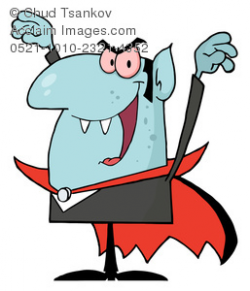 Clipart Image of A Blue Dracula In a Spooky Pose