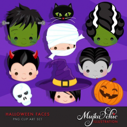 Halloween Faces Clipart. Halloween graphics, Frankenstein ...