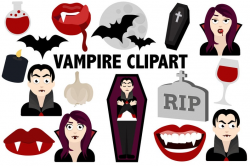 VAMPIRE CLIPART - Dracula Halloween printable clip art, Gothic party icons  - Spooky vector illustrations
