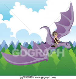 Vector Art - Boy riding dragon. Clipart Drawing gg62599985 ...