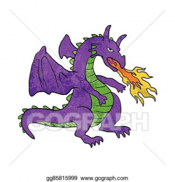 EPS Illustration - Purple dragon throwing flames. Vector ...