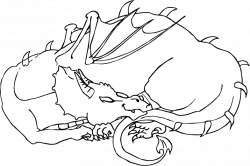 Clipart - Sleeping Dragon Line Art