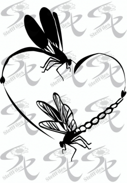 Vector Dragonfly Love heart clipart Silhouette,valentines,SVG,DXF,ai, png,  eps, jpg,Silhouette,Download files,Digital, graphical