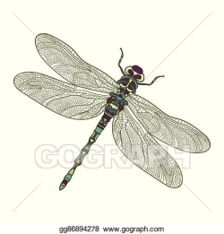 Vector Art - Mosaic stylized dragonfly. Clipart Drawing ...