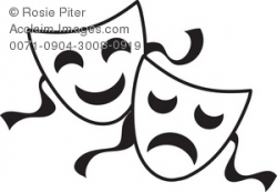 Clipart Illustration of Comedy and Tragedy Masks