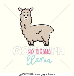 Vector Art - No drama llama cute card with cartoon llama. no ...