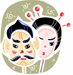 Japanese Dance-Drama Kabuki Theatre - Vector Image