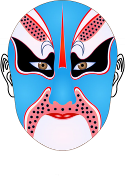 Mask Face Peking opera Chinese opera - Blue face mask 500*707 ...