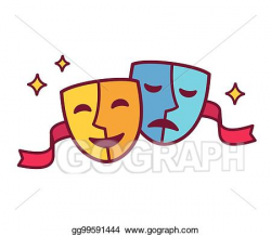 Vector Clipart - Comedy and tragedy theater masks. Vector ...