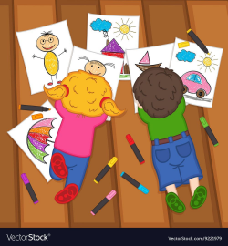 Children draw on floor Royalty Free Vector Image | rejimi ...