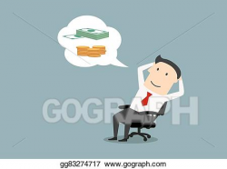 Vector Stock - Happy businessman dreaming about money. Stock ...