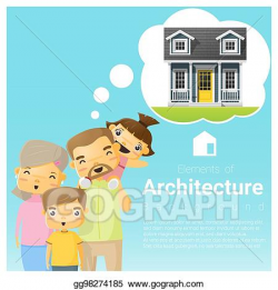 Vector Art - Happy family and dream house background 3 ...