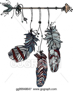 Vector Stock - Dreamcatcher with ethnic arrow and feathers ...