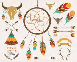 DreamCatcher, teepee, feathers, crossed arrows, tribal ...