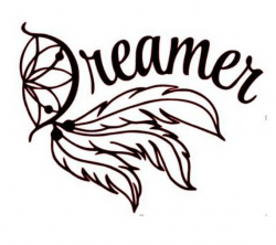Dreamer Vinyl decal, wall decal, feather vinyl decal ...