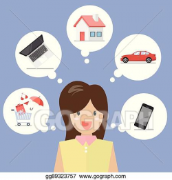 Vector Art - Business woman dreaming a future. EPS clipart ...