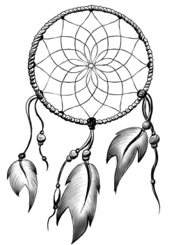 Dream Catcher Drawing Simple Black - Cypress