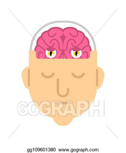 Vector Clipart - Brain with eyes in head. man sleeping ...