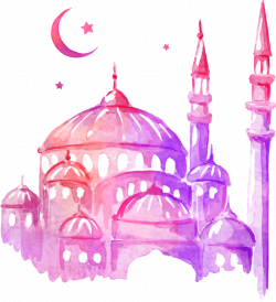Ramadan Drawing Mosque Watercolor painting - Dream colorful Castle ...