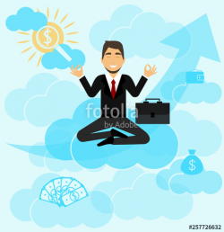 A businessman meditates. He plans his business, dreams of ...