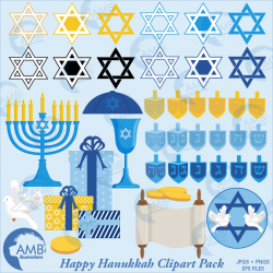 Hanukkah Clipart, Hanukkah Dreidel, Menorah Digital Clipart, Chanukah  Clipart AMB-1535