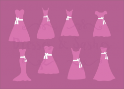 1 DXF File | Bridesmaid Dress Clipart, Dress Clipart, Dress Silhouettes,  DIY Card Making Supplies, Digital Clipart, Wedding svg