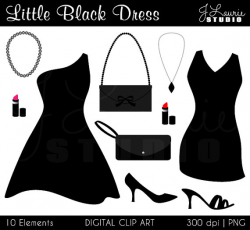 Little Black Dress Digital Clipart-Cocktail Party-Fashion ...