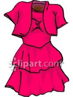 Woman's Ruffled Party Dress - Royalty Free Clipart Picture