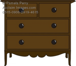 Clip Art Illustration of a Chest of Drawers