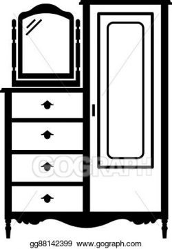 Vector Clipart - Antique dresser armoire. Vector ...