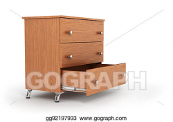 Clip Art - Cupboard with open drawer. 3d illustration. Stock ...