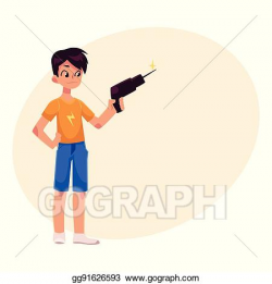 Vector Stock - Full length portrait of teenage boy holding a ...