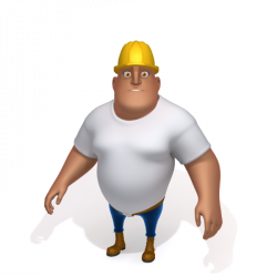 Worker Cartoon Rigged 3D Model