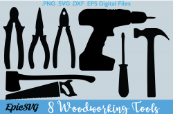 Woodworking Tools | .SVG .DXF | clipart Vector Graphic Tools Saw Axe Drill  Silhouette Cameo Cricut Digital Download