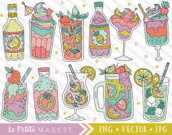 Cute Drinks Clipart, Soda Lemonade Clip Art Images, Martini Milkshake  Illustrations, Kawaii Drink Art, Summer Clipart, Commercial Use PNG