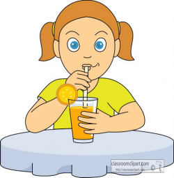 Boy Sipping Juice Clipart