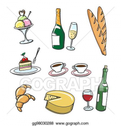 EPS Vector - Popular french food and drinks. Stock Clipart ...