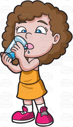 A thirsty girl drinking water from a glass #cartoon #clipart ...