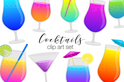 Cocktail Drinks Clipart Illustrations