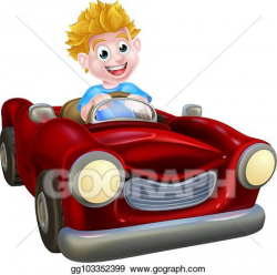 Vector Stock - Cartoon boy driving car. Clipart Illustration ...