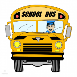 Cartoon school bus with driver clipart png image