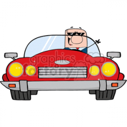 4353-Cartoon-Doodle-Businessman-Driving-Convertible-Car clipart.  Royalty-free clipart # 382362